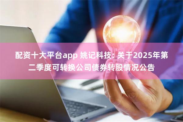 配资十大平台app 姚记科技: 关于2025年第二季度可转换公司债券转股情况公告